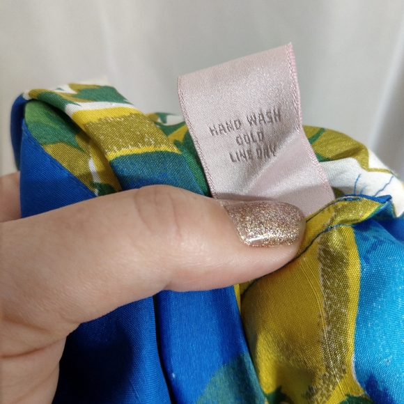 Rebecca Taylor Silk Blue & Lemon Print Summer Dress 2 - Picture 10 of 10